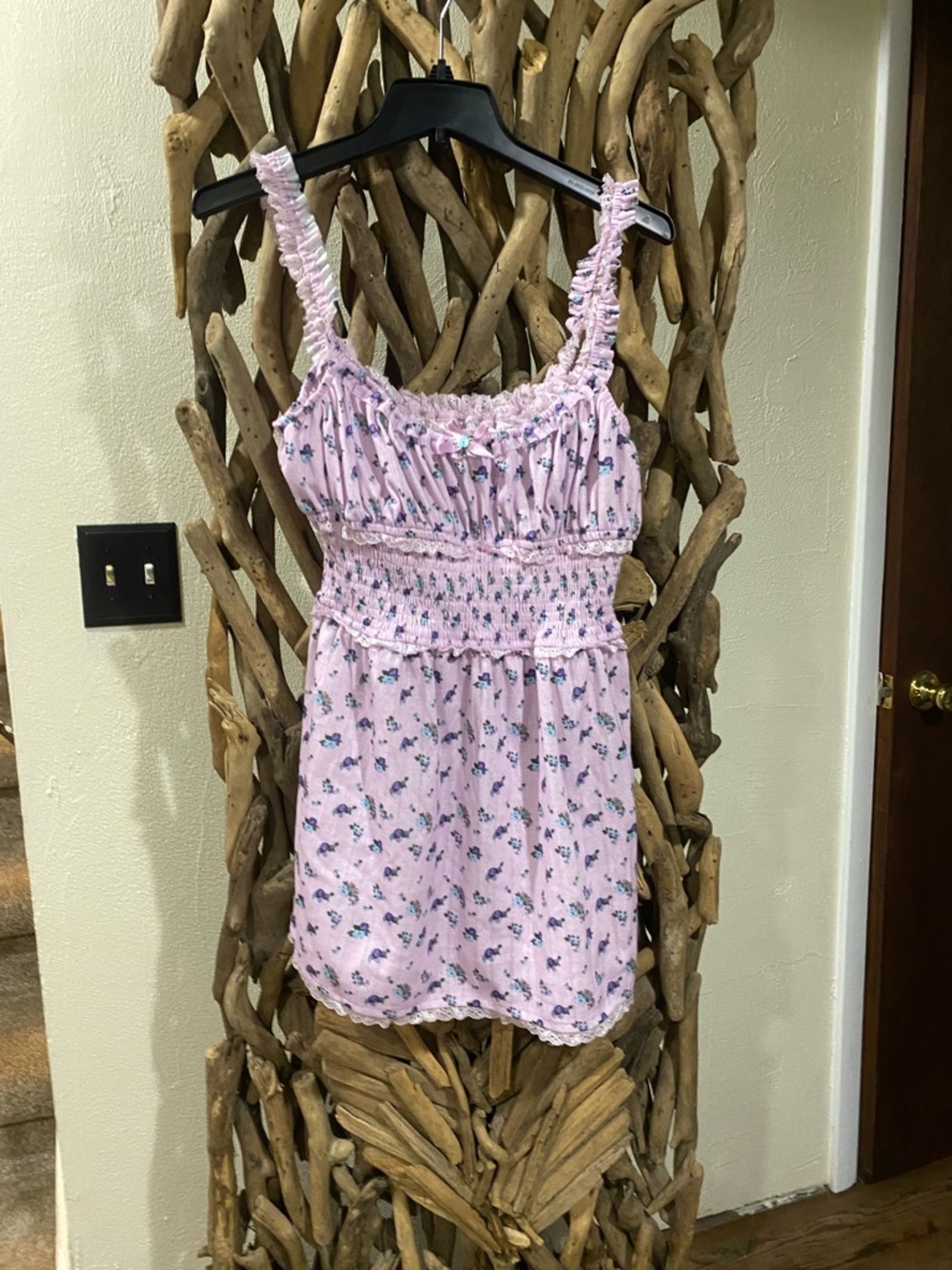 For Love And Lemons Pink Floral Ruffled Chemise